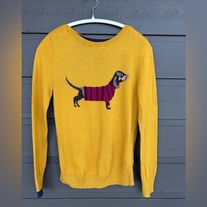 Joules Mustard Sweater with Dachshund Motif